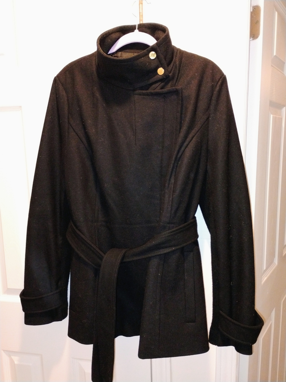 Rachel Roy Women's Belted Coat Black XL